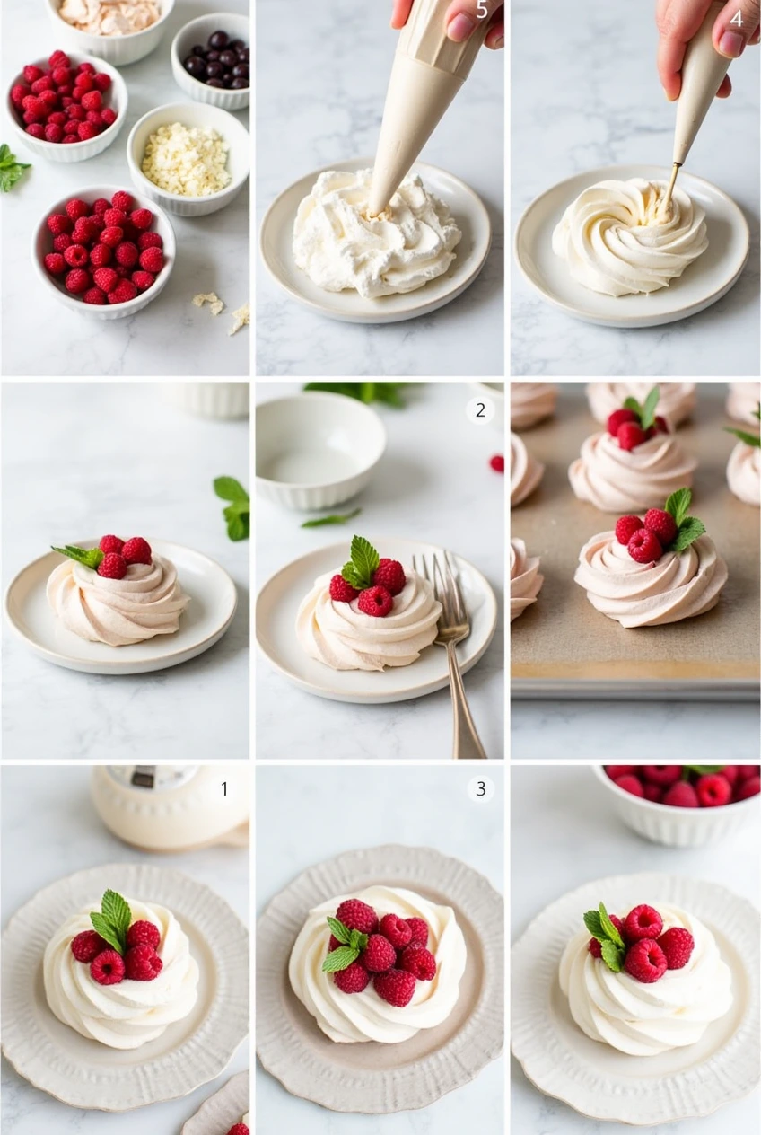 dessert baiser himbeeren