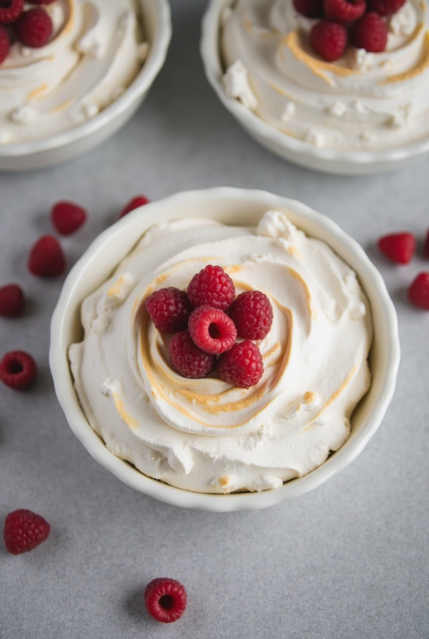 dessert baiser himbeeren